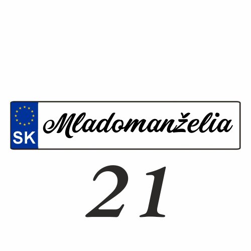 Svatební SPZ na auto – SPZ 21