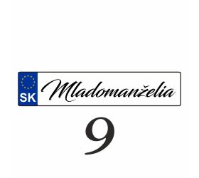 Svatební SPZ na auto - SPZ 9