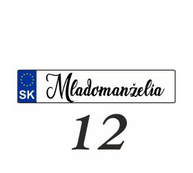 Svatební SPZ na auto - SPZ 12